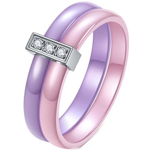 (Wholesale)Ceramic Ring With Cubic Zirconia-00041