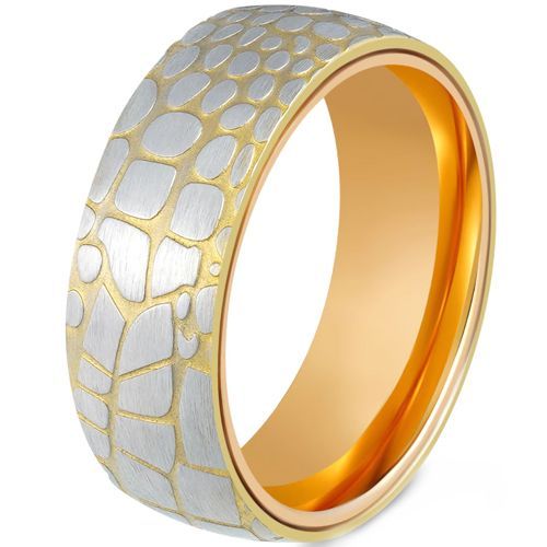 (Wholesale)Tungsten Carbide Gold Tone Silver Ring-00524