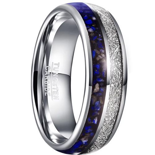 (Wholesale)Tungsten Carbide Ring With Lapis Lazuli & Meteorite-00832