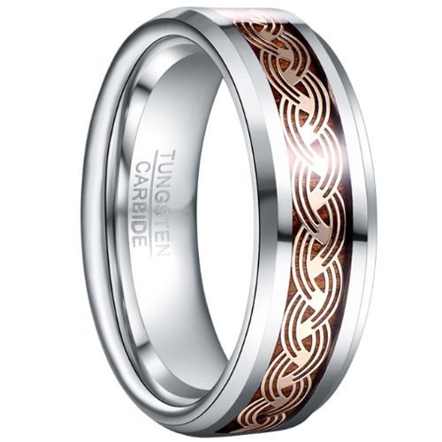 (Wholesale)Tungsten Carbide Celtic Ring With Carbon Fiber-00944