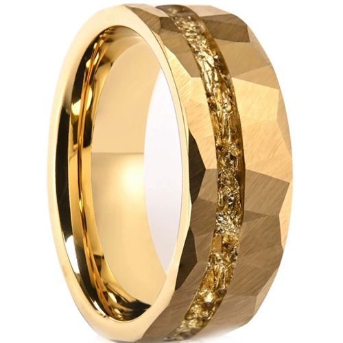 (Wholesale)Gold Tone Tungsten Carbide Gold Foil Faceted Ring-01194