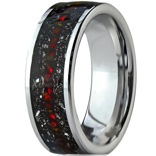 (Wholesale)Tungsten Carbide Ring With Meteorite & Cubic Zirconia-01316