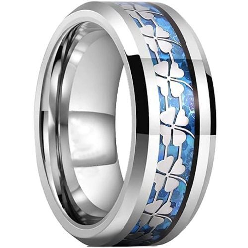 (Wholesale)Tungsten Carbide Clover Ring With Carbon Fiber-01442