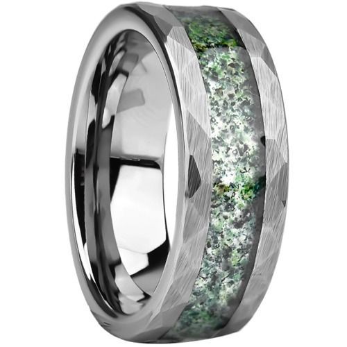 (Wholesale)Tungsten Carbide Faceted Ring With Meteorite-01599