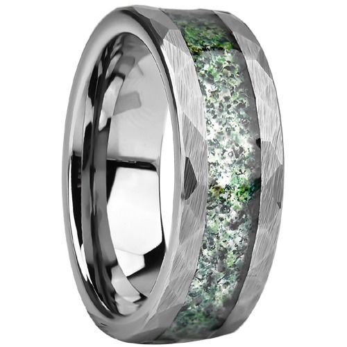 (Wholesale)Tungsten Carbide Faceted Ring With Meteorite-01714