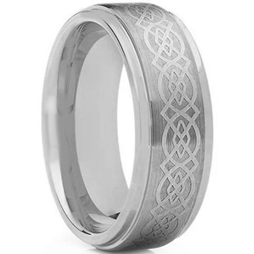 (Wholesale)Tungsten Carbide Celtic Step Edges Ring - TG170