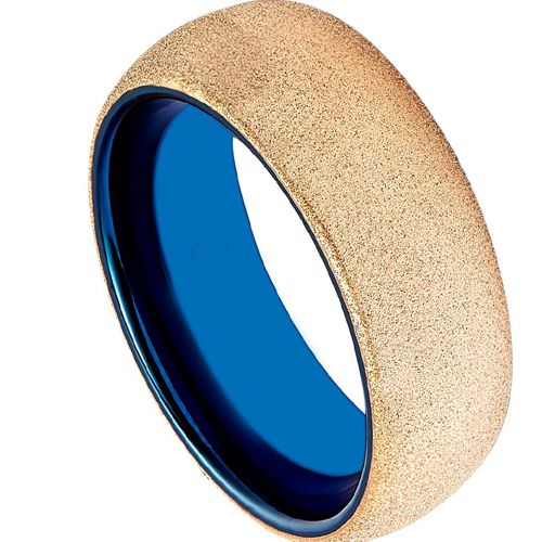 (Wholesale)Tungsten Carbide Blue Gold Sandblasted Ring - TG1972A