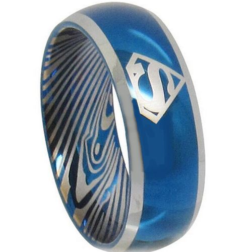 (Wholesale)Tungsten Carbide Superman Damascus Ring - TG3839AA