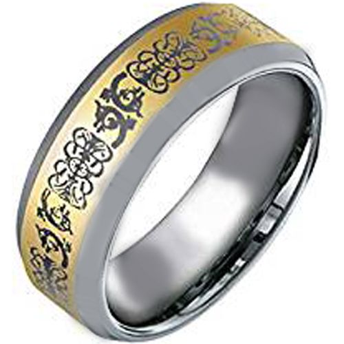 (Wholesale)Tungsten Carbide Celtic Beveled Edges Ring - TG2121