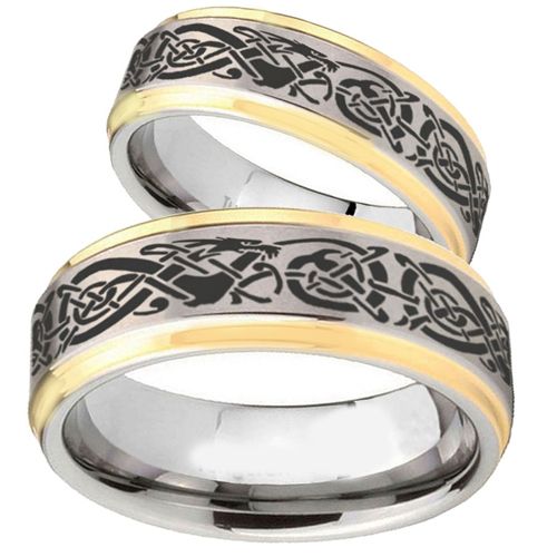 (Wholesale)Tungsten Carbide Step Edges Dragon Ring - TG2166