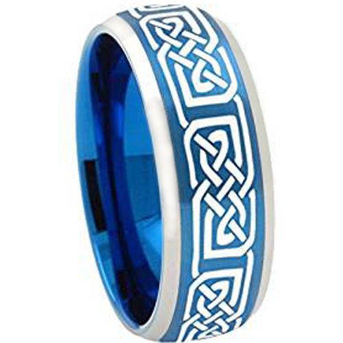 (Wholesale)Tungsten Carbide Celtic Beveled Edges Ring - 2251