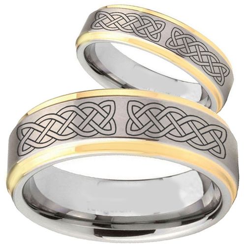 (Wholesale)Tungsten Carbide Celtic Step Edges Ring - TG2368