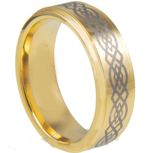 (Wholesale)Tungsten Carbide Celtic Step Edges Ring - TG3028