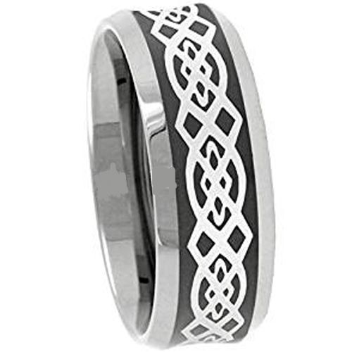 (Wholesale)Tungsten Carbide Celtic Beveled Edges Ring - 3090