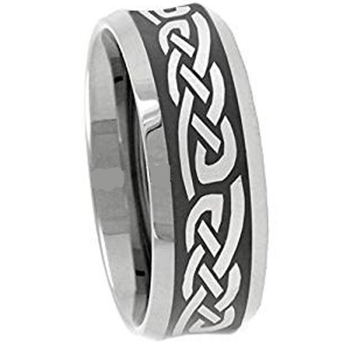 (Wholesale)Tungsten Carbide Celtic Beveled Edges Ring - 3094