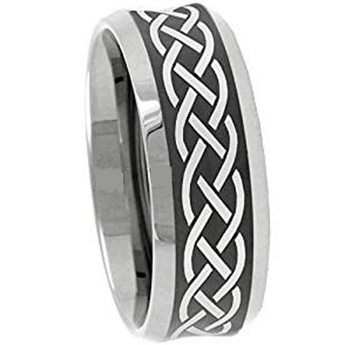 (Wholesale)Tungsten Carbide Celtic Beveled Edges Ring - 3110