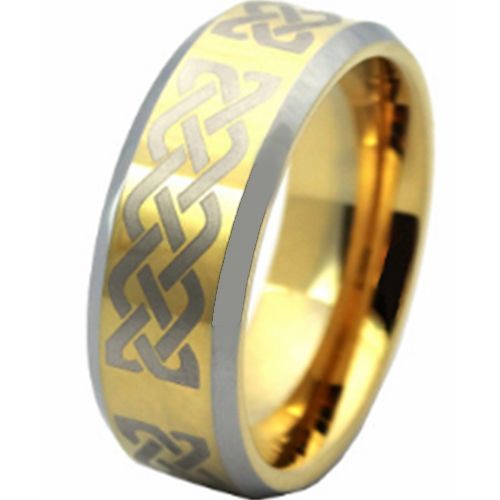 (Wholesale)Tungsten Carbide Celtic Beveled Edges Ring -TG3254AA