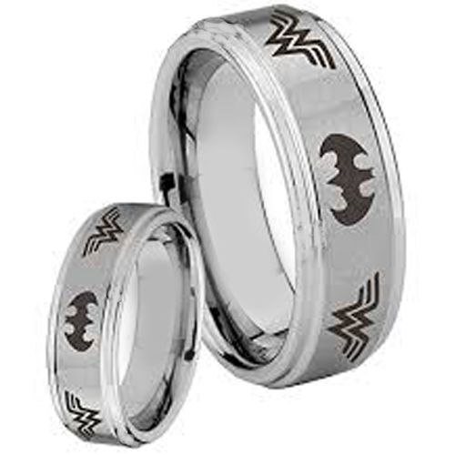 (Wholesale)Tungsten Carbide Batman Wonder Woman Ring-3375