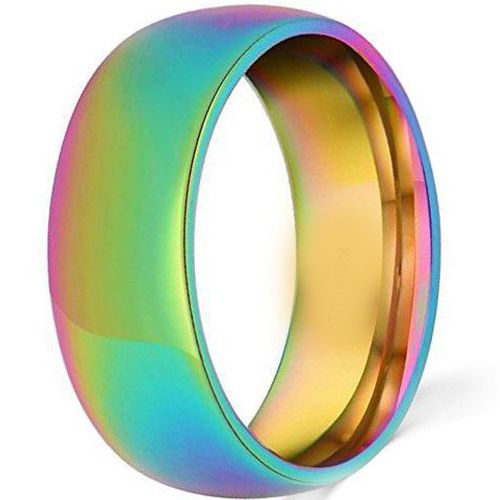 (Wholesale)Tungsten Carbide Dome Rainbow Pride Ring - TG4194