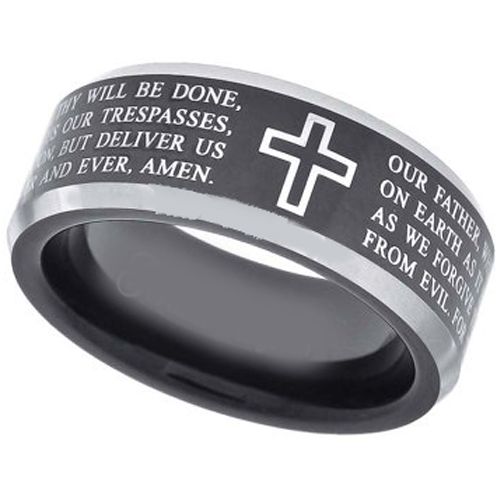 (Wholesale)Tungsten Carbide Cross Prayer Ring - TG3586