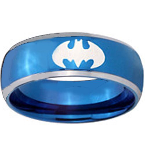 (Wholesale)Tungsten Carbide Batman Beveled Edges Ring - TG3812