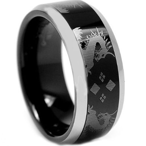 (Wholesale)Tungsten Carbide Beveled Edges Dragon Ring - TG2017