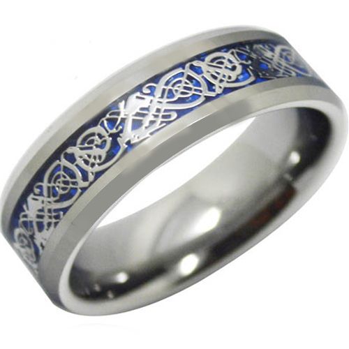 (Wholesale)Tungsten Carbide Beveled Edges Dragon Ring - TG3697