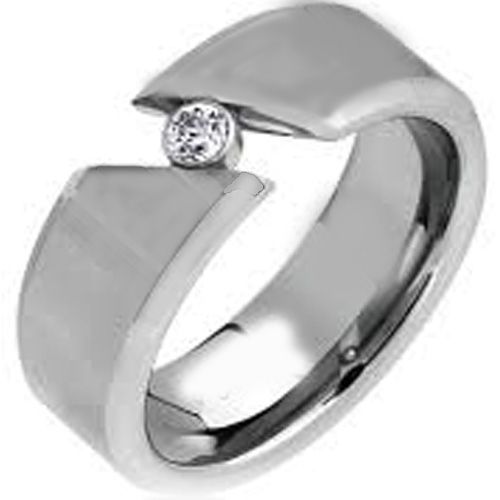 (Wholesale)Tungsten Carbide Solitaire Ring With CZ-TG1460