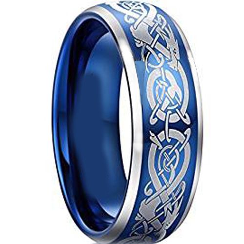 (Wholesale)Tungsten Carbide Beveled Edges Dragon Ring - TG4603