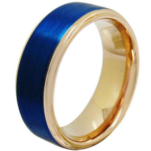 (Wholesale)Pink Blue Tungsten Carbide Step Edges Ring-3895