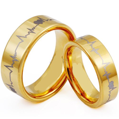 (Wholesale)Tungsten Carbide HeartBeat Pipe Cut Ring - TG3953