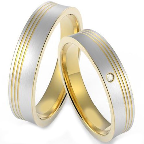 (Wholesale)Tungsten Carbide Offset Triple Groove Ring - TG4327
