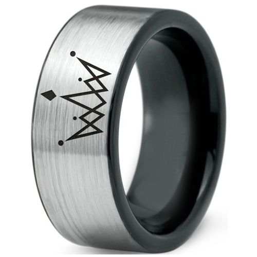 (Wholesale)Tungsten Carbide King Crown Flat Ring-4356