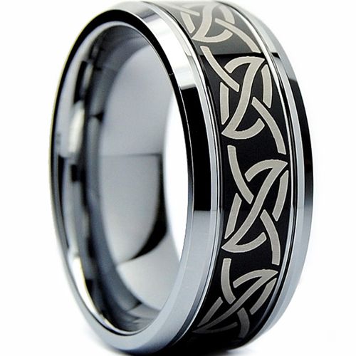 (Wholesale)Tungsten Carbide Beveled Edges Celtic Ring - TG4397