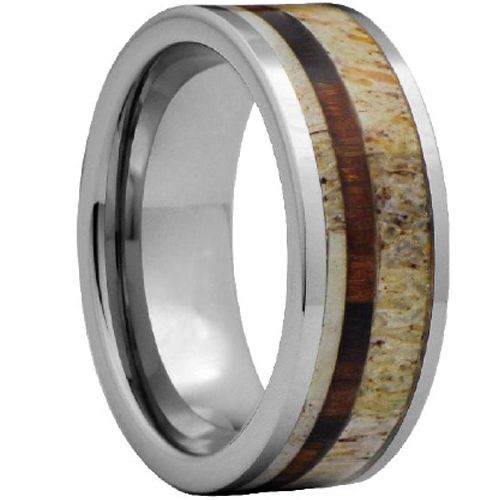 (Wholesale)Tungsten Carbide Deer Antler Wood Ring - TG4479