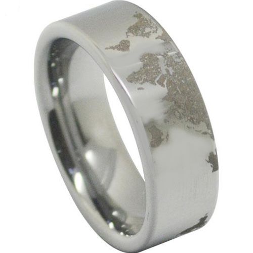 (Wholesale)Tungsten Carbide Map Pipe Cut Ring - TG4556
