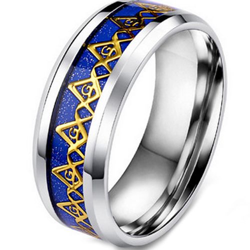 (Wholesale)Tungsten Carbide Masonic Carbon Fiber Ring - TG4596