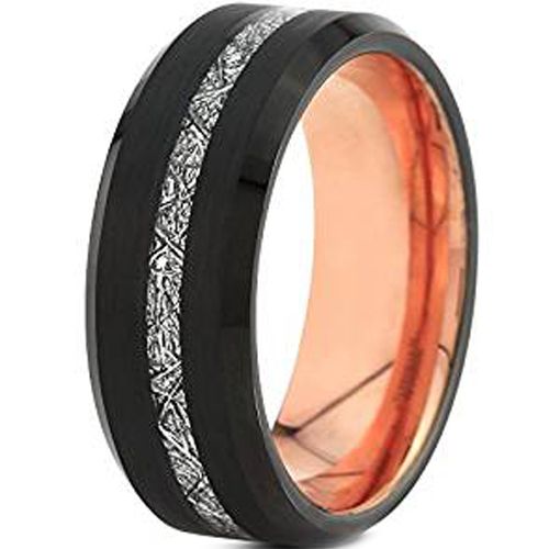 (Wholesale)Tungsten Carbide Black Rose Imitate Meteorite Ring-46