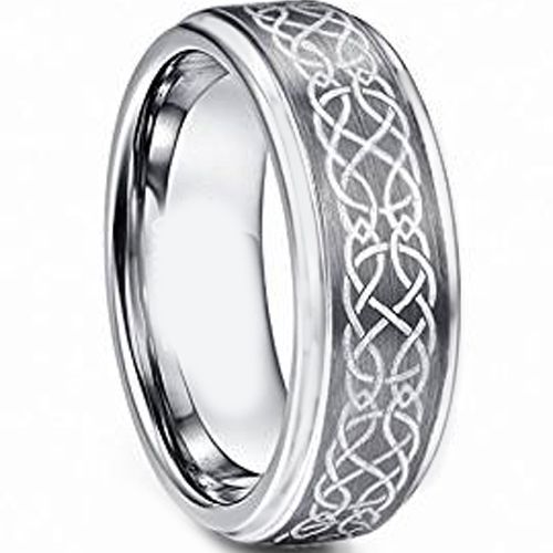 (Wholesale)Tungsten Carbide Celtic Step Edges Ring - TG4718