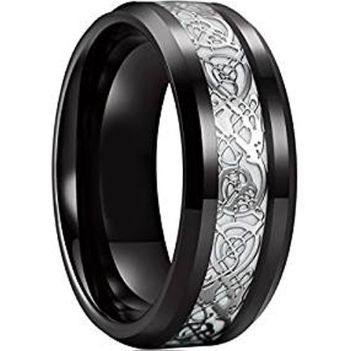 (Wholesale)Black Tungsten Carbide Dragon Ring - TG4744