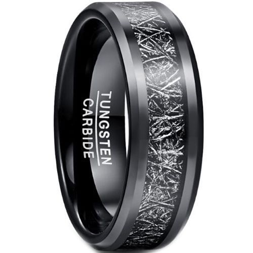 (Wholesale)Black Tungsten Carbide Meteorite Ring-5040