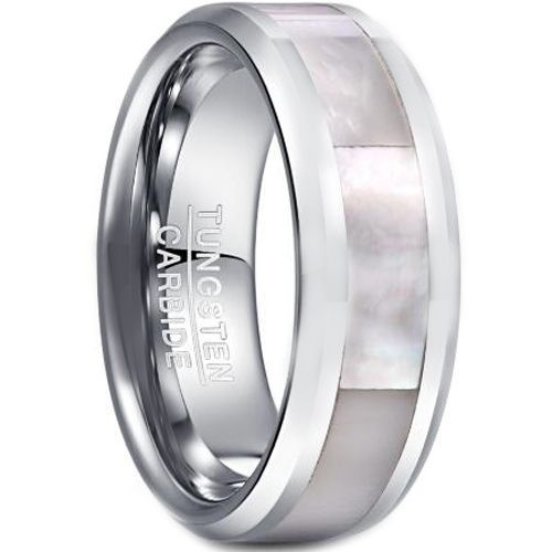 (Wholesale)Tungsten Carbide Abalone Shell Ring-5048