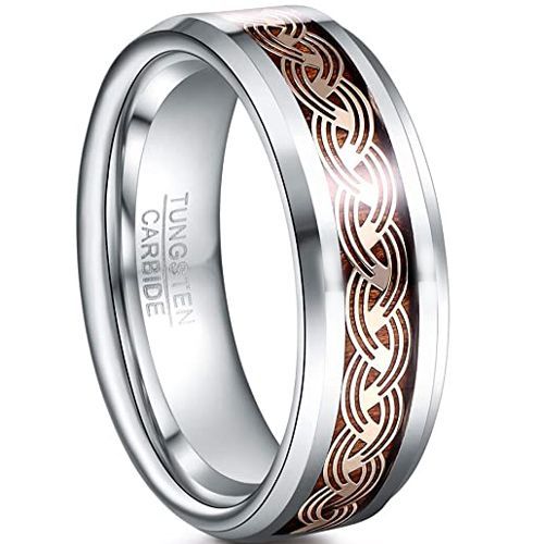 (Wholesale)Tungsten Carbide Celtic Ring With Carbon Fiber-5436