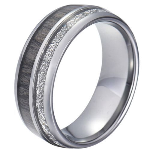 (Wholesale)Tungsten Carbide Ring With Deer Antler & Meteorite-5775