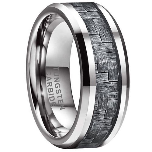 (Wholesale)Tungsten Carbide Ring With Carbon Fiber-7315