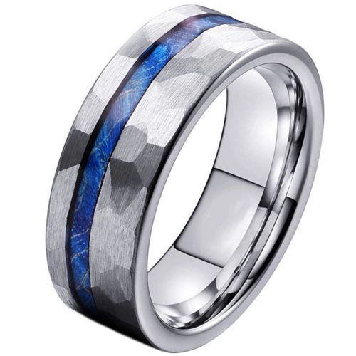 (Wholesale)Tungsten Carbide Faceted Ring With Meteorite-7324
