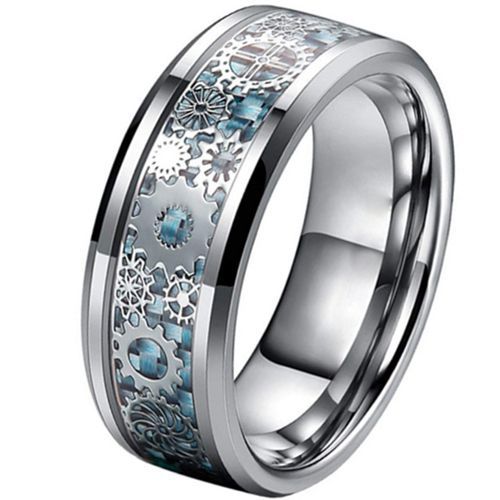 (Wholesale)Tungsten Carbide Gears Ring With Carbon Fiber-7327