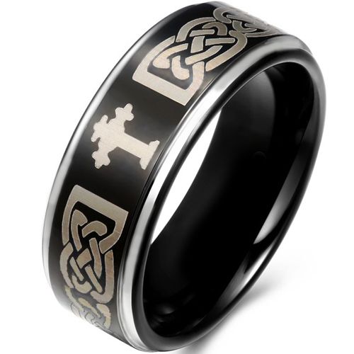 (Wholesale)Tungsten Carbide Celitc Cross Ring - TG746AA