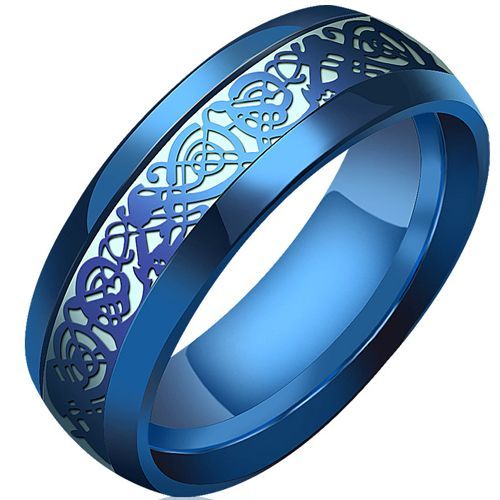 (Wholesale)Blue Tungsten Carbide Dragon Ring-7584