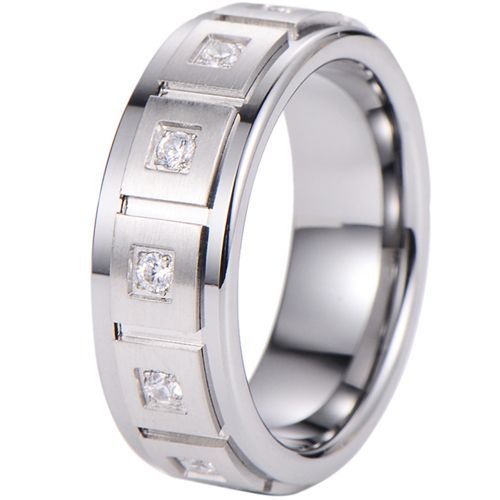 (Wholesale)Tungsten Carbide Ring With Cubic Zirconia-7610